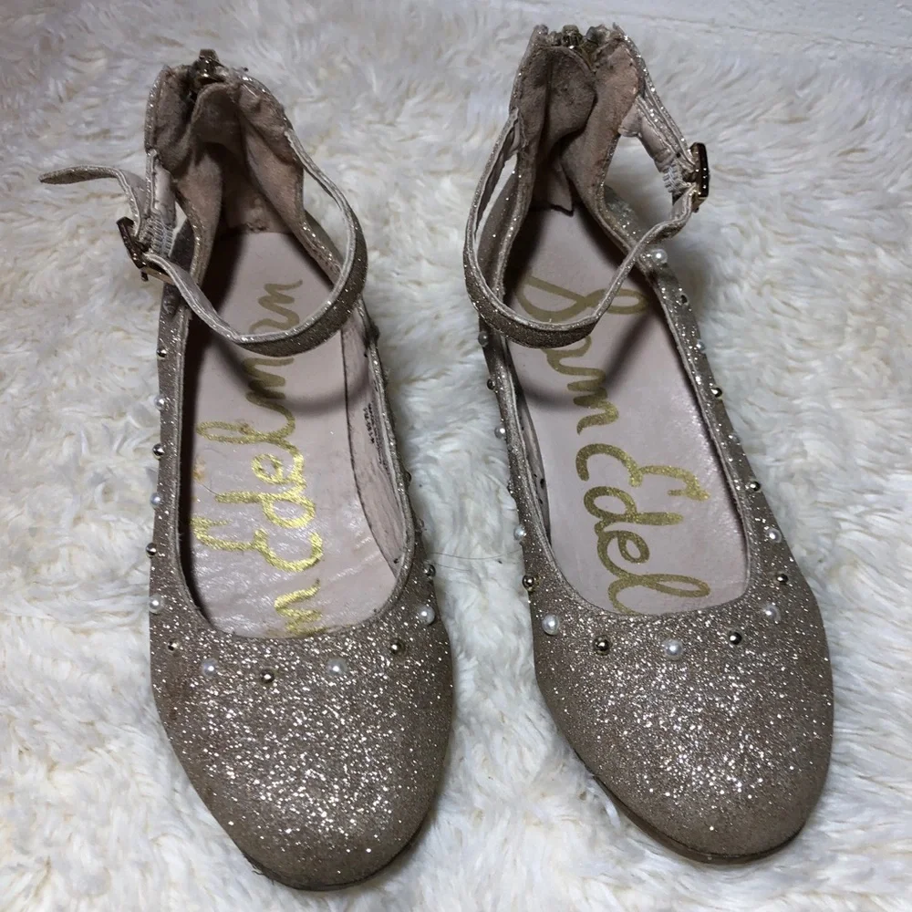 Sam Edelman Glitter Flats with Ankle Strap